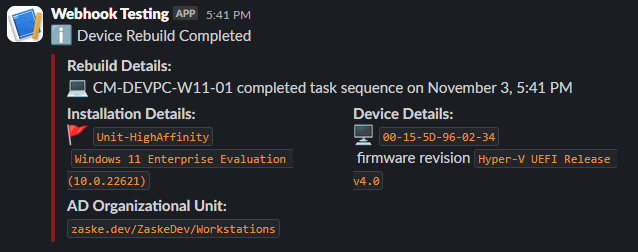 UPDATE: Direct Slack Notification From a Task Sequence Step | Matt ...