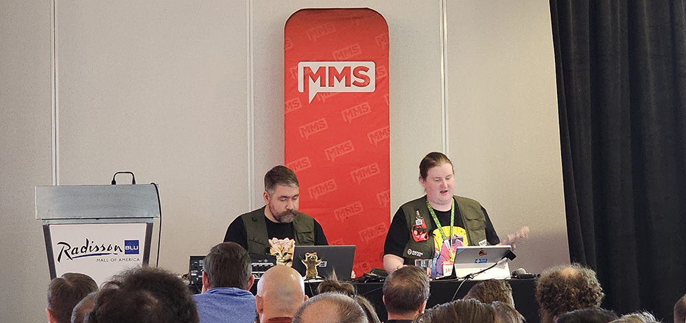 Matt and James talk through live demos in front of the session audience.